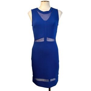 Gianni Bini Royal Blue Mini Bodycon Dress Size small Mesh Detail Cocktail Party